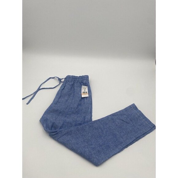 Karen Kane Linen Sand & Sky Blue Drawstring Pant Women Size Small